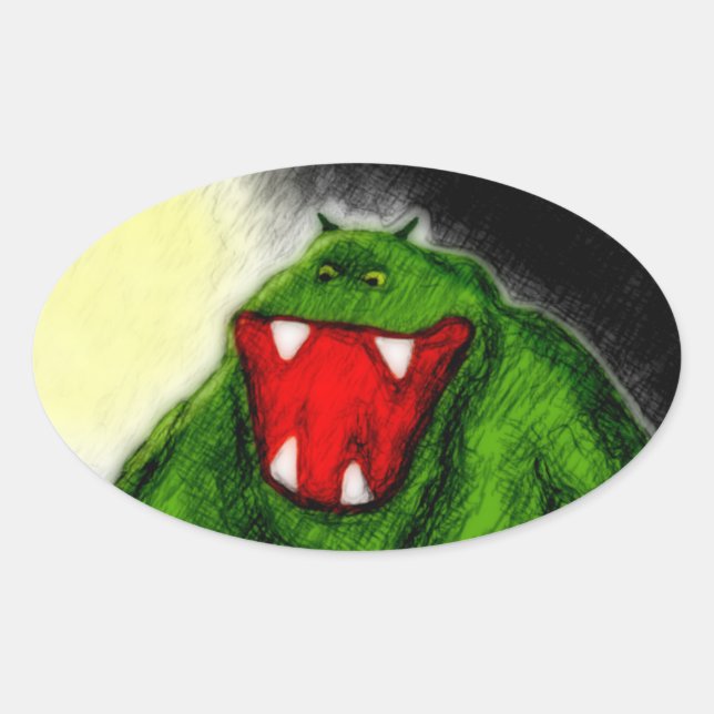 Sticker Ovale Monstre de nuit (Devant)