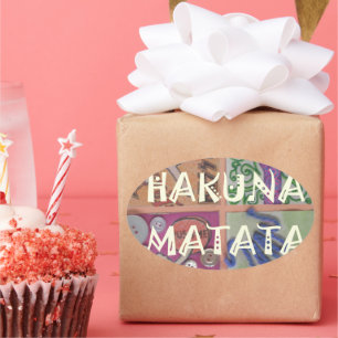 Sticker Ovale Montage en mosaïque gras : Edgy Pop Art Hakuna Mat