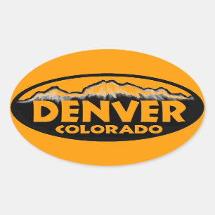 Sticker Ovale Montagnes d'ovale de Denver le Colorado