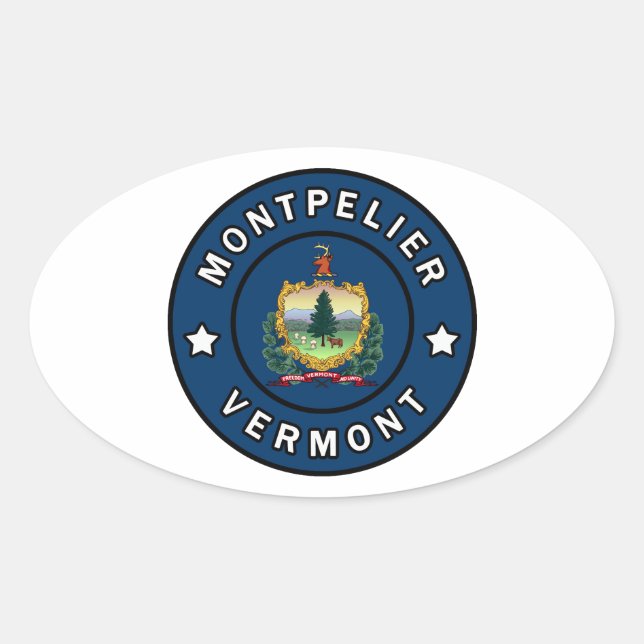 Sticker Ovale Montpelier Vermont (Devant)