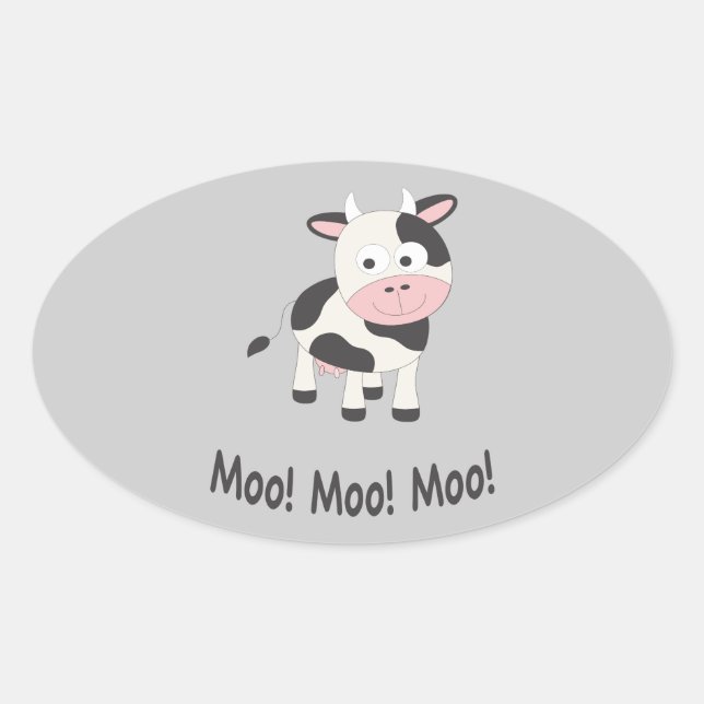 Sticker Ovale Moo Moo Moo Cute Cartoon Vache (Devant)