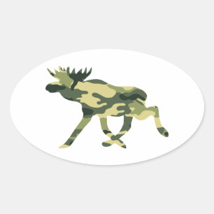 Sticker Ovale Moose / Elk Woodland Camouflage / Camo