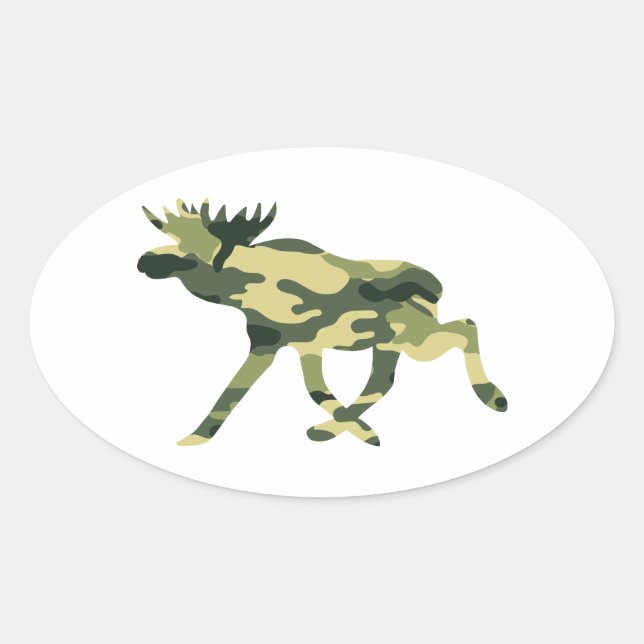 Sticker Ovale Moose / Elk Woodland Camouflage / Camo (Devant)