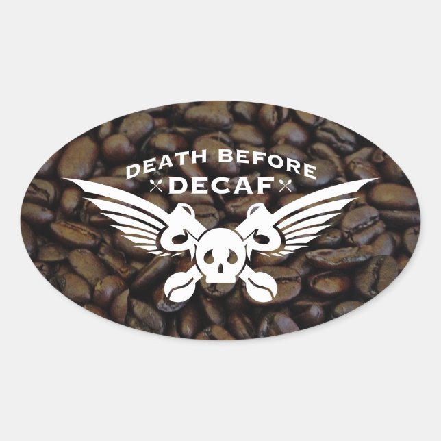 Sticker Ovale mort avant café beiche (Devant)