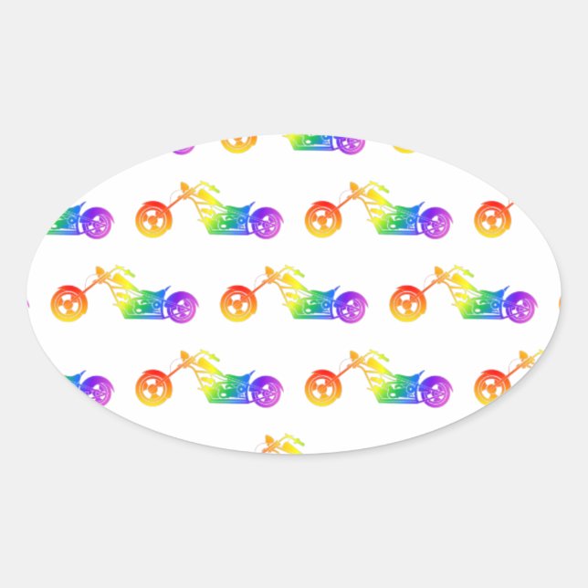 Sticker Ovale Mortocycle arc-en-ciel (Devant)
