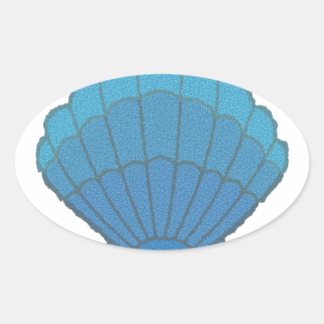 Sticker Ovale Mosaïque Blue Seashell (Devant)