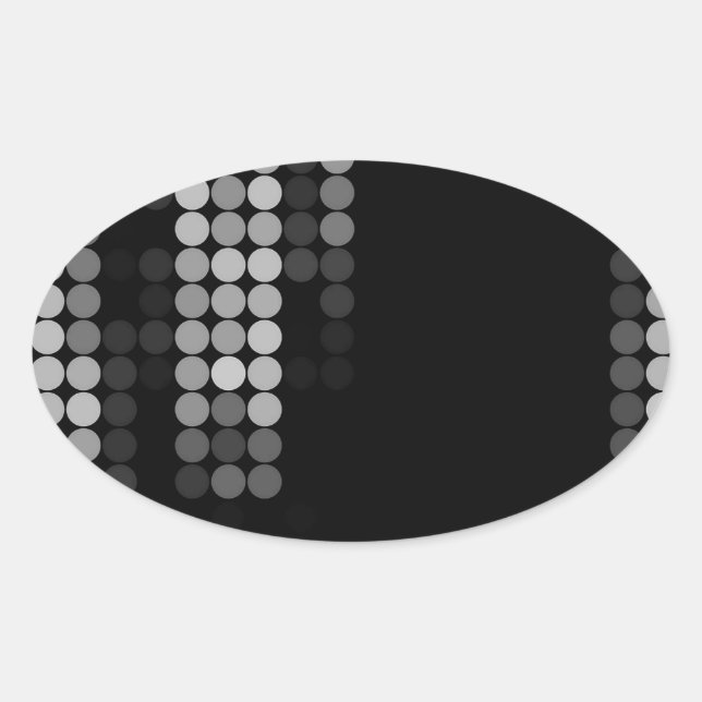 Sticker Ovale Motif à points Nuances de gris (Devant)