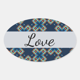 Sticker Ovale Motif abstrait de Blue X