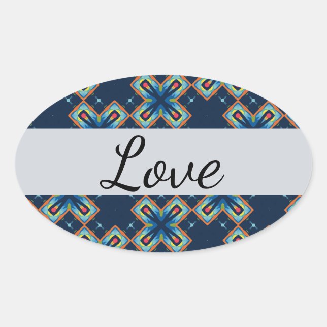 Sticker Ovale Motif abstrait de Blue X (Devant)