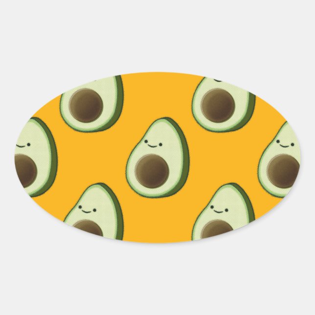 Sticker Ovale Motif Avocado (Devant)
