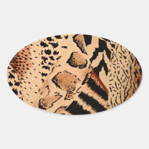 Sticker Ovale Motif Cheetah