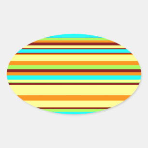 Sticker Ovale Motif de bande coloré Customisé Designer