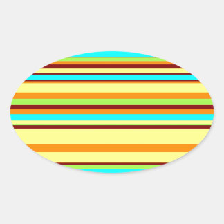 Sticker Ovale Motif de bande coloré Customisé Designer