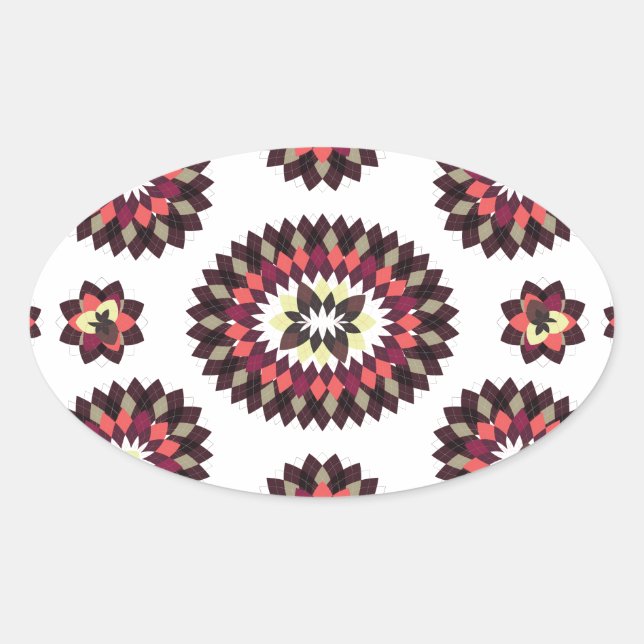 Sticker Ovale Motif de fleurs Mandala (Devant)