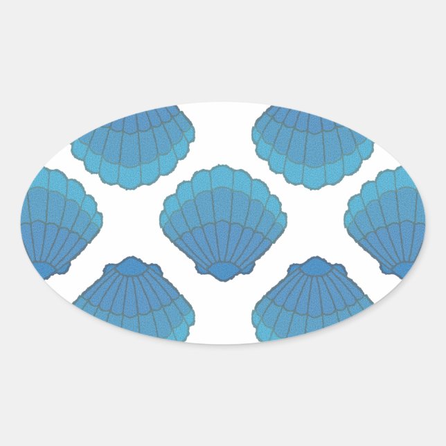 Sticker Ovale Motif de mosaïque Blue Seashell (Devant)