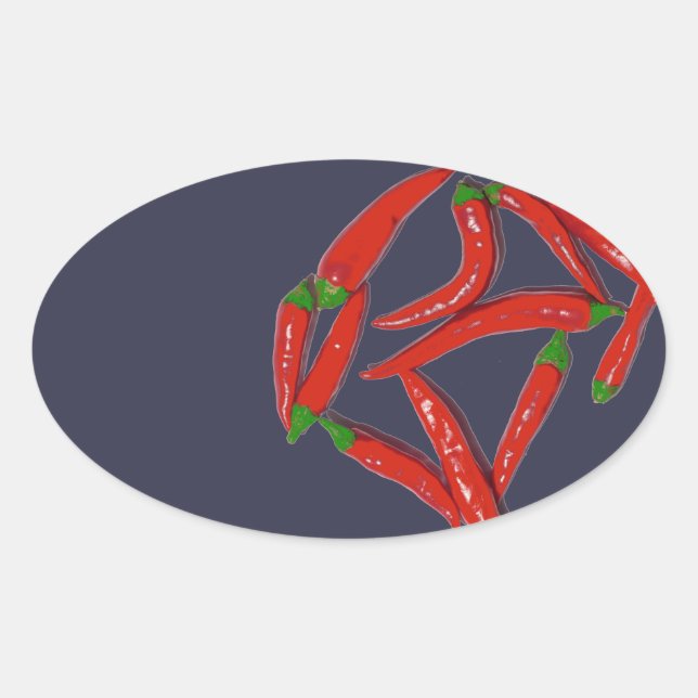 Sticker Ovale Motif de piments rouges chauds (Devant)
