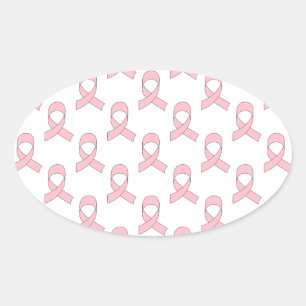 Sticker Ovale Motif de ruban rose