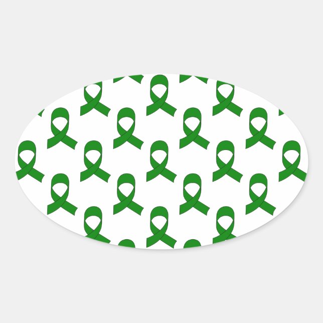 Sticker Ovale Motif de ruban vert (Devant)