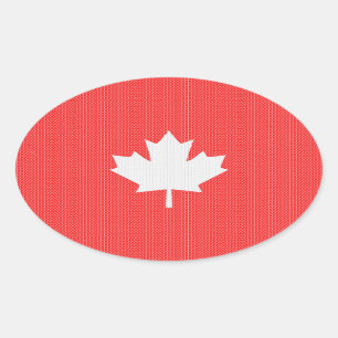 Sticker Ovale Motif de tricot de feuille d'érable de style de