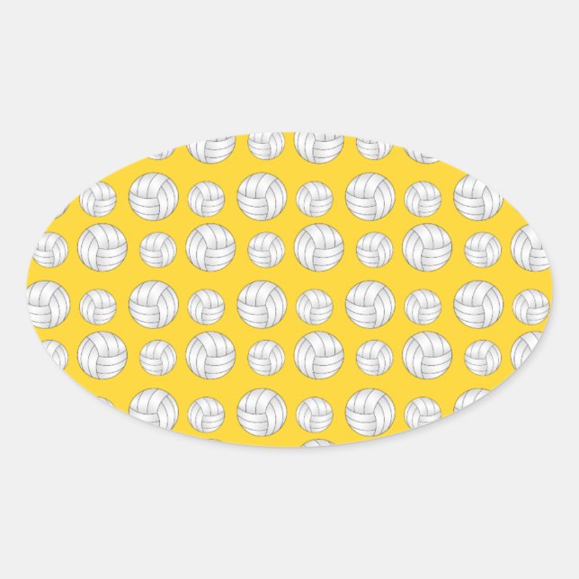 Sticker Ovale Motif de volley-ball jaune (Devant)