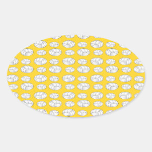 Sticker Ovale Motif de volley-ball jaune
