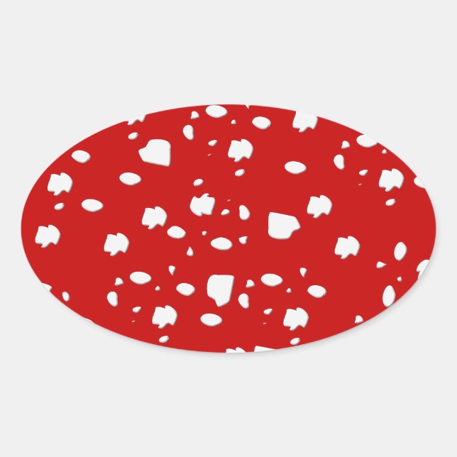 Sticker Ovale motif dot avec champignon de tabouret rouge (Devant)