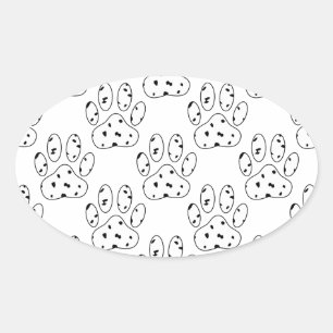 Sticker Ovale Motif Empreinte de patte dalmate