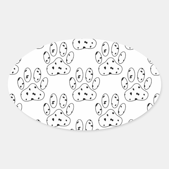 Sticker Ovale Motif Empreinte de patte dalmate (Devant)