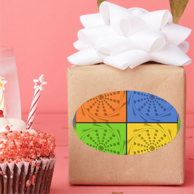 Sticker Ovale Motif en tissu égyptien sans couture (Fête)