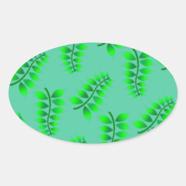 Sticker Ovale Motif Foliage éponyme (Devant)