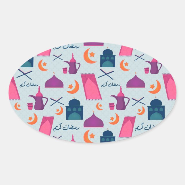 Sticker Ovale Motif Joyeux Ramadan (Devant)