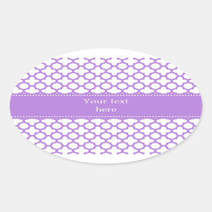 Sticker Ovale Motif Lavender Quatrefoil