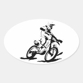 Sticker Ovale Motorcross simple vélo et cavalier