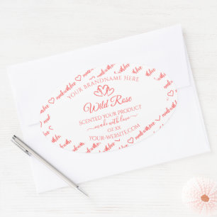 Sticker Ovale Mots blancs rose clair Cloud Produit Coeurs Étique