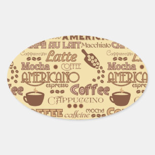 Sticker Ovale Mots de café