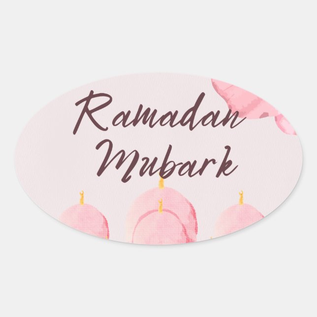 Sticker Ovale Moubarak rose du Ramadan (Devant)