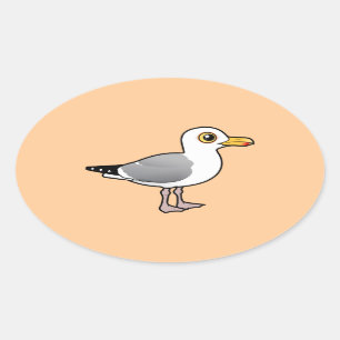 Sticker Ovale Mouette d'harengs de Birdorable