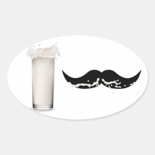 Sticker Ovale Moustache de lait