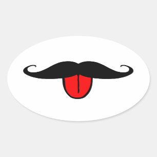 Sticker Ovale Moustache drôle