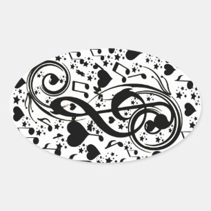 Sticker Ovale Musique du coeur_