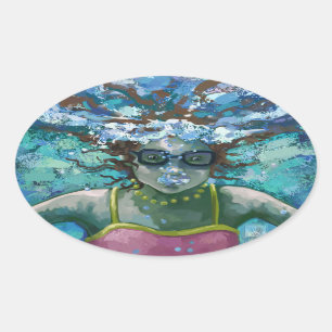 Sticker Ovale Nage sous l'eau
