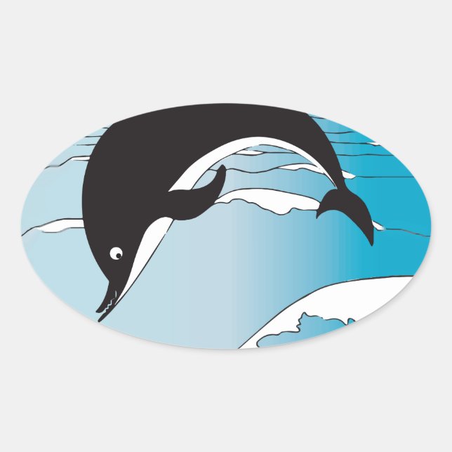 Sticker Ovale Nager Avec Les Dauphins (Devant)