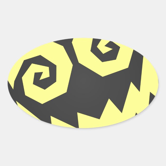 Sticker Ovale NALGames fou dans le visage noir + jaune (Devant)