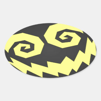 Sticker Ovale NALGames fou dans le visage noir + jaune