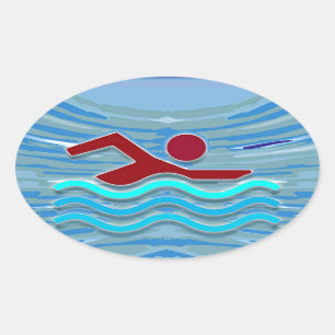 Sticker Ovale Natation de la forme physique NVN254 d'exercice de