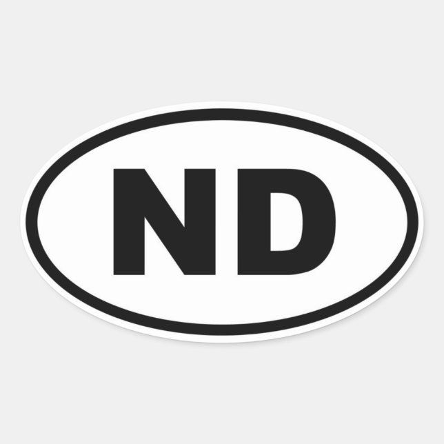 Sticker Ovale ND Dakota du Nord (Devant)