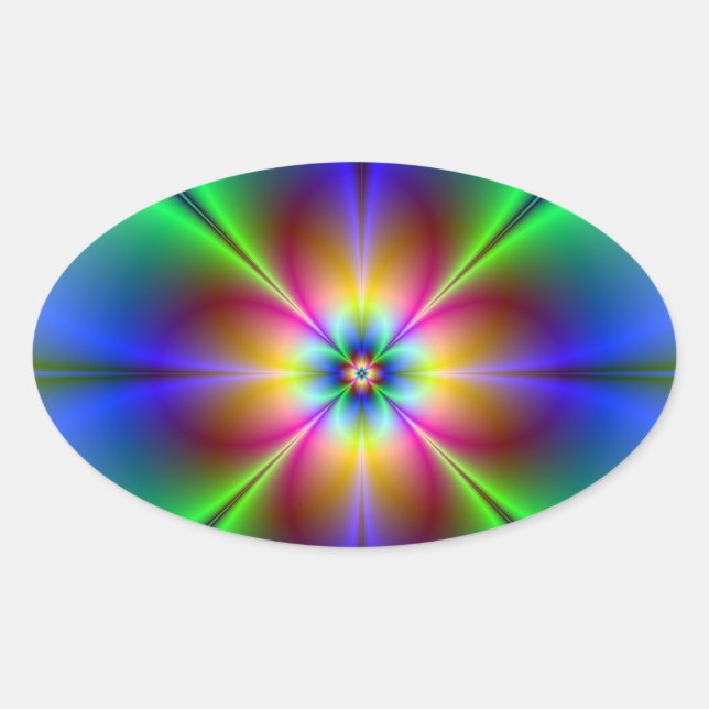 Sticker Ovale Neon Daisy coloré (Devant)