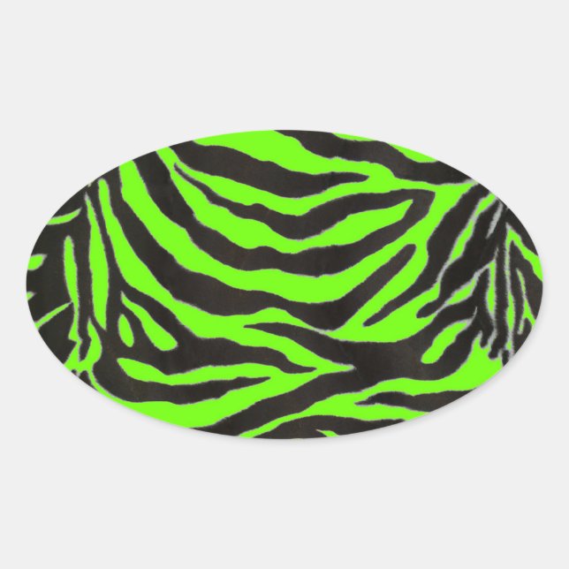 Sticker Ovale Neon Green Zebra Arrière - plan de texture de peau (Devant)