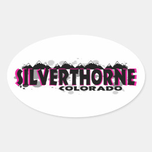 Sticker Ovale Neon rose grunge Silverthorne Colorado