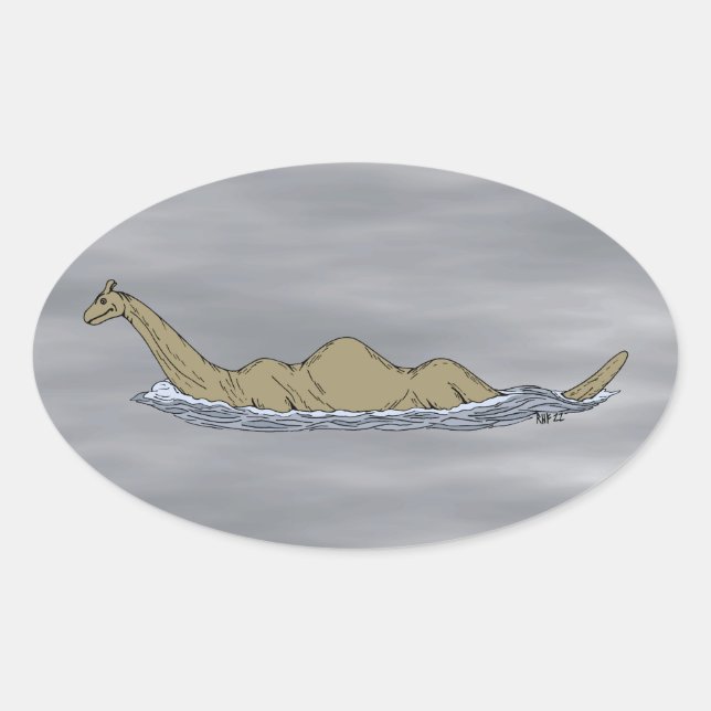 Sticker Ovale Nessie le monstre Loch Ness (Devant)